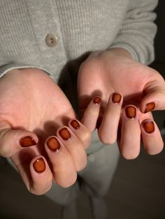 Vintage Brown nail 🤎luv it Fall Mix Match Nails, Quirky Nail Designs, Brown Gel Nails Short, Granola Nails, Funky Nails Short, Nail Ideas Natural, Masculine Nails, Green And Brown Nails, Masc Nails