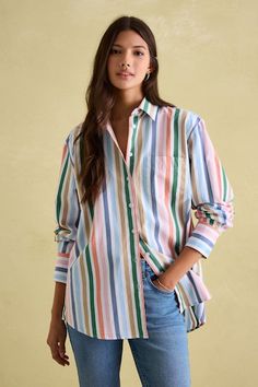 Joules Amilla Striped Cotton Shirt Summer 2025, Pastel Colour Palette, Light Spring, Shirt Online, Next Uk, Block Print, Cotton Shirt, Shopping Outfit, Button Down Shirt