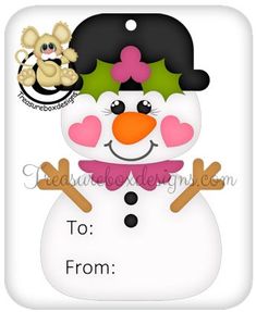 a snowman with a black hat and pink bow on it's head is shown