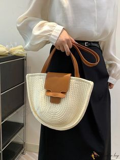 White Handheld Shoulder Bag For Vacation, Cream Bucket Bag For Summer, White Handheld Shoulder Bag For Beach Season, White Handheld Bucket Bag For Beach, White Trendy Bucket Bag For Beach Season, Casual White Handheld Bucket Bag, Trendy White Bucket Bag For Beach Season, White Bucket Bag For Beach Season, Casual White Handheld Beach Bag