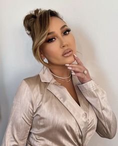 Adrienne Houghton, Natural Glam Makeup, Girly Makeup, Adrienne Bailon, You Miss Me, Gorgeous Hair Color, Alternative Makeup, Natural Glam, Elegant Party Dresses