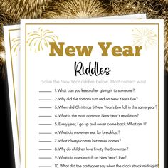 new year riddles with fireworks in the background