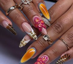 Acrylic Nails Cute, Cute Press On Nails, Press On Nails Almond, Stilleto Nails Designs, Almond Press On Nails, Nails Hand Painted, Nails Cute, Nails Almond, Nails Desing