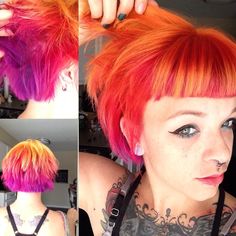 Red And Orange Hair, Queer Hair, Cheveux Oranges, Sunset Hair, Hair Tint, Fairy Hair, Short Bangs