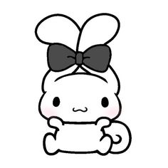 a cartoon bunny with a big bow on its head