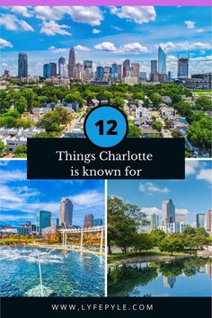 the top things to see and do in charlotte, north carolina with text overlay that reads 12 things charlotte is known for