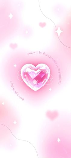 a pink background with hearts and stars on the left side, one heart is in the middle