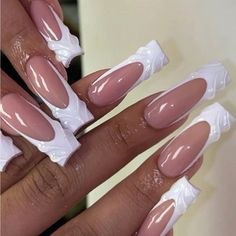 Super Cute And Stylish Ships In 5-10 Business Days Multicolored Nails, Simple Acrylic, Colored Acrylic Nails, White Acrylic Nails, Girly Acrylic Nails, French Tip Acrylic Nails, French Acrylic Nails, Short Square Acrylic Nails, Long Square Acrylic Nails