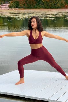 Matching burgundy activewear for your next yoga class Workout Sets, Yoga Class, Yoga