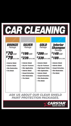 car cleaning coup sheet with prices