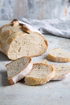 sliced loaf of bread sitting on top of a counter