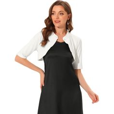 Add a bit of feminine to your charming look with the knit shrug top. With the design of the mock neck and half sleeve, this solid cardigan can make you look elegant. Perfectly match your dress, camisole, or even cocktail dress, or semi-party dress. Suitable for Daily Wear, Casual, or Office Work, Business, Cocktail, Party, Dating, Evening, and other special occasions. Elegant Fitted Cardigan With Short Sleeves, Elegant Short Sleeve Fall Cardigan, Elegant Cardigan, Shrug Top, Bolero Shrug, Knit Shrug, Women's Blouses, Black Velvet Dress, Tweed Dress