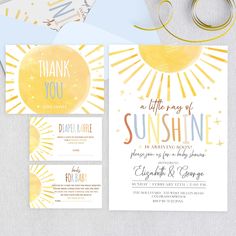 a yellow and white wedding suite with sunbursts