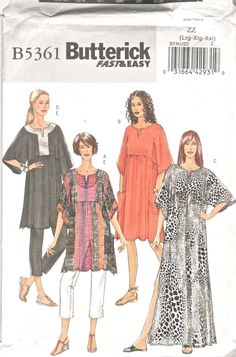 two women's dresses and one woman's top sewing pattern, butterick