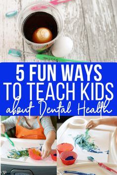 Teaching Kids about Dental Health is important and challenging. Make it easy by showing them why it's important to brush their teeth with these five fun games and experiments.  #KidsActivities #DentalHealth #Dentist #BrushingTeeth #preschoollessons #Preschoolfun #Scienceexperiments Teaching Dental Assisting, Teeth Science Experiments, Teeth Experiments For Kids, Dental Science Experiments Kids, Dental Presentation For Kids, Dental Games For Kids, Dental Presentation, Preschool Dental Health, Teeth Experiment