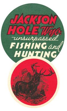 two stickers with the words fishing and hunting on them, one has an image of a deer