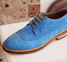 Hand Stitch, Up Shoes, Blue Suede, Lace Up Shoes, On Shoes, Formal Wear, Leather Heels, Hand Stitching, Men's Fashion