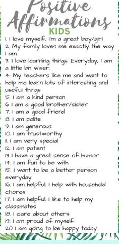 a list for positive affirmations with the words, i am learning things everyday