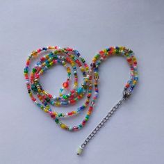 Beaded waist chain with silver clasp for woman / Handmade be - Inspire Uplift Beaded Waist Chain, Belly Beads, Hand Embroidered Jewelry, Y2k Accessories, Toho Beads, Beaded Jewels, Rainbow Beads, Belly Chain, Waist Chain