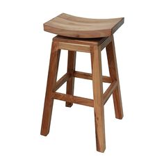 a wooden stool on a white background with clippings to the seat and bottom