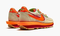 The Clot x Sacai x Nike LDWaffle “Net Orange Blaze” is a three-way collaboration between Edison Chen’s Clot streetwear brand, Chitose Abe’s high fashion line, and Nike on the hybrid shoe.  A Fall 2021 release, the “Net Orange Blaze” marries Clot and Sacai for a take on the shoe that combines Nike’s LDV and Waffle Racer styles.  The “Net Orange Blaze” colorway looks to Clot’s “Kiss of Death” Nike Air Max 1 for design inspiration, namely that shoe’s maroon, orange, and beige color scheme.  The upp Waffle Sacai, Edison Chen, Beige Color Scheme, Yeezy 750, Nike Dunk High, Nike Shox, Air Jordan 3, Nike Air Max Plus, Green Bean