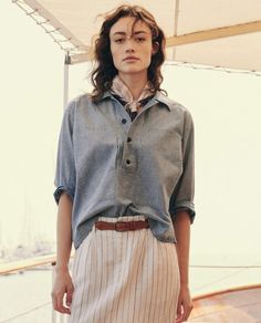 The Railway Shirt. -- Boiler Wash Vintage Workwear, Chambray Top, Top For Summer, Shirt Collar, Cotton Poplin, Chambray, Work Wear, Wardrobe, Navy