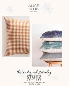 the front and back cover of this pillow is shown with an image of snowflakes on