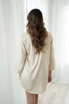 Champagne Satin Sleep Shirt – Spikes and Seams Destination Wedding