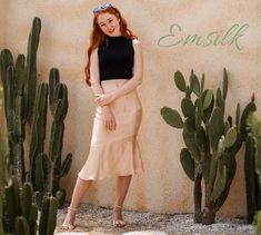 This luxury exclusive design silk skirt is perfect for formal and informal wear!100 % designed and handmade by Emsilk. I am pleased to offer your garments made to measure at no extra cost.* Detail: - Slip skirts go with any tops (high neck top, long sleeves top,..) and beautiful all year around.- Midi skirt- Below the knee/ or length of your choice.(midi skirt - 80cm, midi plus skirt - 90cm, maxi long skirt- 110cm- Fit and flatter the curves of your body with mermaid ruffle hem- It hugs the body Relaxed Fit Silk Pencil Skirt, Silk Skirt Street Style, Fitted Silk A-line Maxi Skirt, Silk Knee-length Lined Skirt, Flowy Silk Maxi Skirt, Midi Length, Beige Silk Relaxed Skirt, Midi Silk Skirt, Skirt Street Style, Silk Slip Skirt