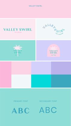 some type of font and numbers that are in different color scheme styles, including pink, blue