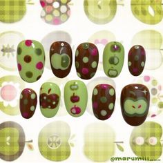 Apple Nails, Apple Set, Acrylic Press On Nails, Press Ons, Cute Nail Art