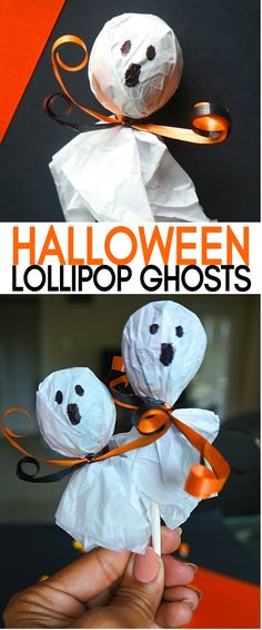 halloween lollipop ghosts made from toilet paper