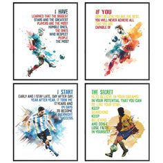 four soccer cards with the words if you have to learn how to play football,