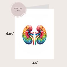 a card with an image of the human lungs in rainbow colors on it's side