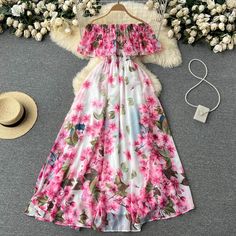 Product information: Material: polyester Style: Leisure Features: Waist up, straight neck Colour: Pink Size Information: Size（cm） Lenght Bust Shoulder Waist S 125 82 33 66 M 126 86 34 70 L 127 90 35 74 XL 128 94 36 78 2XL 129 98 37 82 Note: 1. Asian sizes are 1 to 2 sizes smaller than European and American people. Choose the larger size if your size between two sizes. Please allow 2-3cm differences due to manual measurement. 2. Please check the size chart carefully before you buy the item, if you don't know how to choose size, please contact our customer service. 3.As you know, the different computers display colors differently, the color of the actual item may vary slightly from the following images. Packing list: Dress*1 Product Image: Floral Beach Dress, Chiffon Long Dress, Beach Party Dress, Dresses Ladies, Chiffon Floral, Split Maxi Dress, Flower Print Dress, Womens Floral Dress, Floral Print Maxi Dress