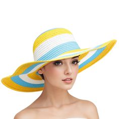 Straw Hat Vogue Multicolor Striped Wide Brim Hat Poncho Cardigan, Straw Sun Hat, Go Pink, Summer Scarves, Boutique Accessories, Wide Brimmed Hats, Ribbon Tie, Brim Hat, Up Shoes