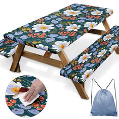 PRICES MAY VARY. 3 Piece Set: The camping tablecloth includes one 72 x 30 inch tablecloth and two 72 x 12 inch tablecloths. There is also a bag, which is small and beautiful, very convenient for storage and going out, and is very suitable for outdoor picnics. Waterproof and windproof: Our picnic table and bench covers have elastic bands around them, so it can be firmly fixed on the table without sliding and there is no need to bring another tablecloth clip. Reuse: Camper must have tablecloth set is water and oil resistant. Just wipe it gently to remove stains. When not in use, you can fold it and put it in your bag. taking up minimal space. Safety and hygiene: Wooden picnic tables and benches are prone to splinters and dust. Use this table cover to protect yourself from splinters and dust Picnic Table Cover, Camping Tablecloth, Reusable Utensils, Picnic Table Covers, Wooden Picnic Tables, Fitted Table Cover, Waterproof Tablecloth, Bench Covers, Floral Signs