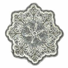 Providence Silver Beaded Snowflake Placemat, 14", Polyester Snowflake Placemat, Beaded Snowflake, Fairy Home, Beaded Snowflakes, Winter Fairy, Decor Themes, Outdoor Patio Lights, Holiday Dinner, Table Setting