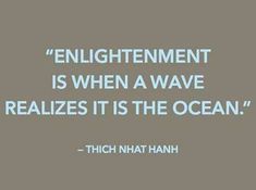 a quote on the ocean saying,'enlightenment is when a wave realizes it is the ocean '