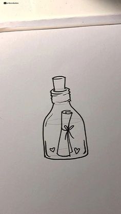 a drawing of a bottle with a bow on it