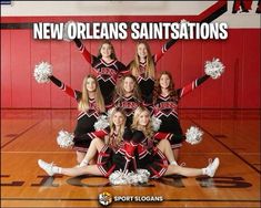 the new orleans saints cheerleaders are posing for a team photo in their gym