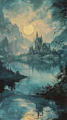 Medieval Aesthetic Wallpaper, Castle Aesthetic Wallpaper, Wallpaper Medieval, Dark Fantasy Wallpaper, Theatrical Scenery, Castle Painting, Occult Art