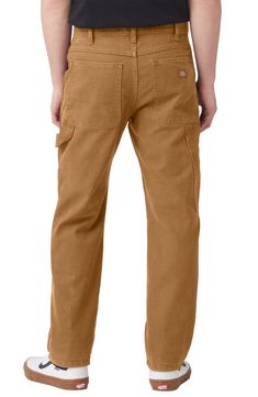 Made from cotton duck canvas for ultimate durability, these utility-inspired pants are cut for a relaxed fit with comfortable room in the seat and thigh. 15" leg opening; 11 1/2" front rise; 15" back rise 100% cotton Machine wash, tumble dry Imported Cotton Work Pants For Fall Outdoor Activities, Rugged Cotton Cargo Pants With Side Pockets, Cotton Relaxed Fit Work Pants For Outdoor, Relaxed Fit Cotton Work Pants For Outdoor, Rugged Cotton Bottoms With Hip Pockets, Rugged Relaxed Fit Cotton Bottoms, Straight Leg Cotton Cargo Pants For Outdoor Work, Cotton Straight Leg Cargo Pants For Outdoor Work, Cotton Cargo Pants For Outdoor Work