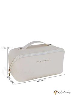 BirdinBag - Luxury Makeup Organizer Bag for Women with Dividers, Zipper, and Handle - Lightweight & Portable White Cosmetic Bag With Zipper For Daily Use, White Cosmetic Bag With Zipper Closure For Everyday, White Travel Cosmetic Bag With Zipper Closure, White Cosmetic Bag With Zipper For Travel, White Rectangular Cosmetic Bag With Zipper Closure, White Rectangular Cosmetic Bag With Zipper, White Rectangular Box Bag For Daily Use, Beige Rectangular Box Bag With Zipper Closure, White Rectangular Box Bag With Zipper Closure