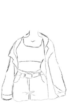 a drawing of a woman's jacket and skirt, with the top half drawn