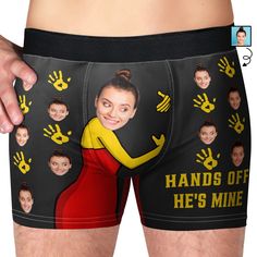 a man's boxer shorts with an image of his face on it