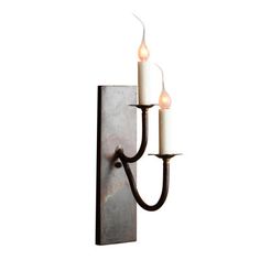 a wall light with two candles attached to it