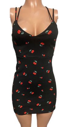 Mini Dress Y2k, Cherry Pattern, Dress Y2k, Retro Pin Up, Retro Styles, Glam Look, Glam Looks, Cherry Print, Black Cherry