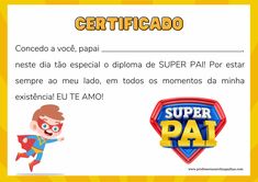 a cartoon character with the words super pai in spanish