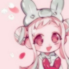 a cartoon girl with big eyes and pink hair wearing a bow tie, holding a red heart